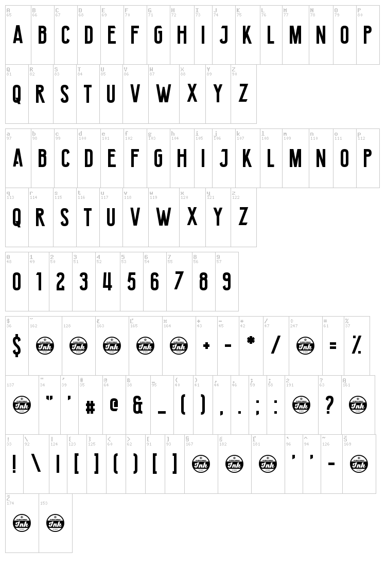 Avenged For Yourself font map